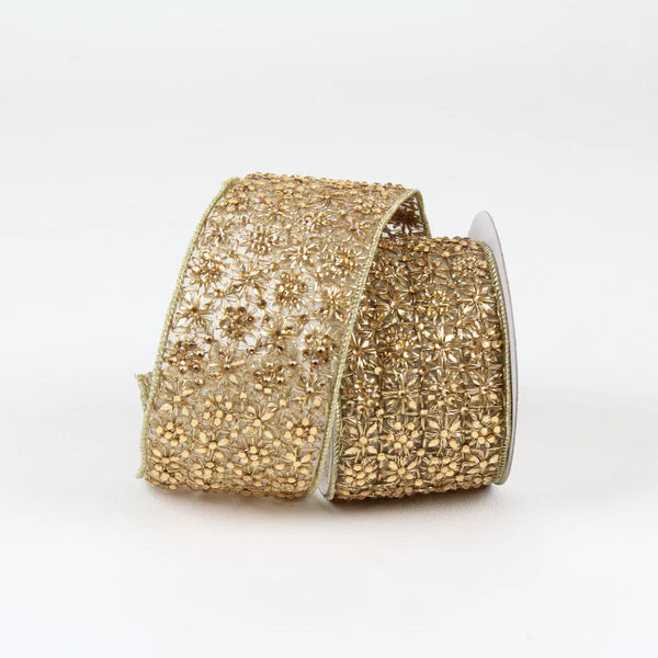 Sheer Crystal Ribbon, Gold