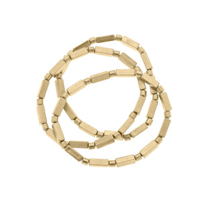 Gold Square Bead Bracelet Set