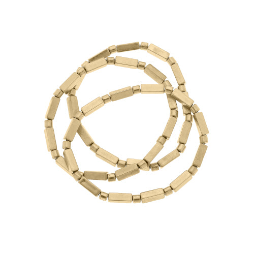 Gold Square Bead Bracelet Set