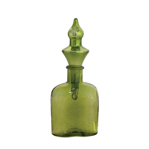 Green Glass Bottle with Mercury Ornament Stopper