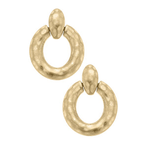 Gold Hammered Doorknocker Earrings