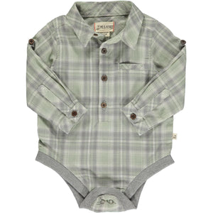 Jasper Onesie Sage & Grey Plaid