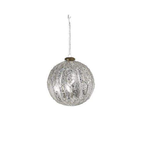 Large Antique Silver Glass Ornament