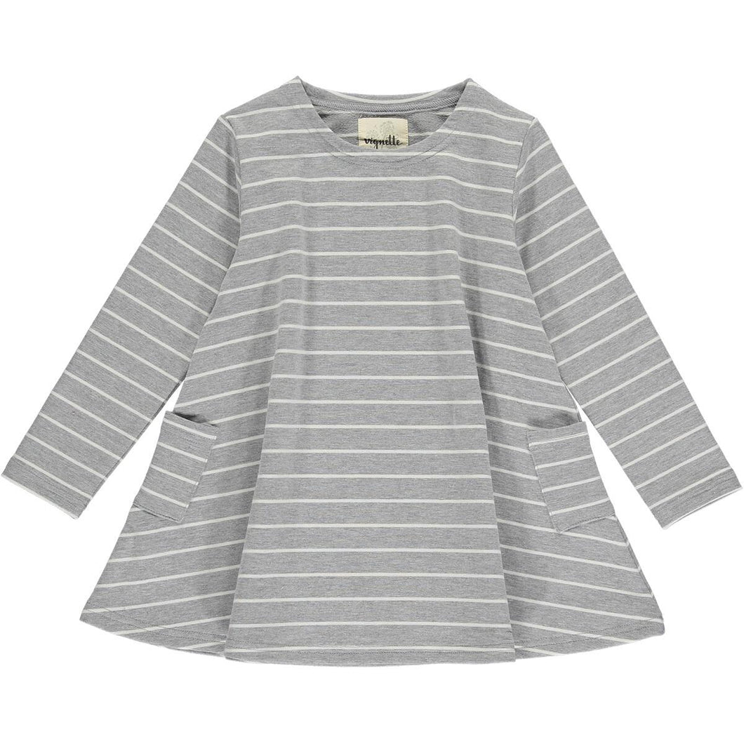 Leena Dress Heathered Gray Stripe