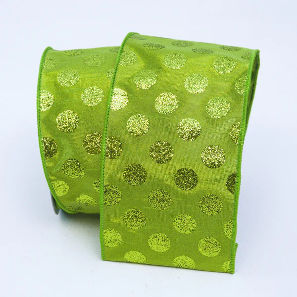 Polka Dot Glitz Ribbon, Lime