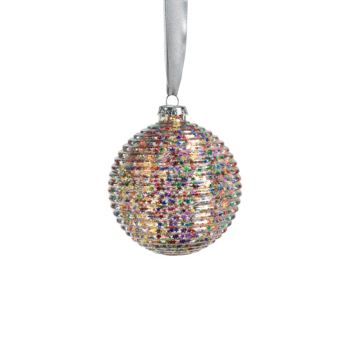 Medium Colorful Star Glitter Glass Ornament