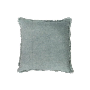 Mint Stonewashed Linen Fringe Pillow