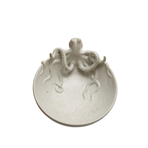 White Speckled Stoneware Octopus Bowl