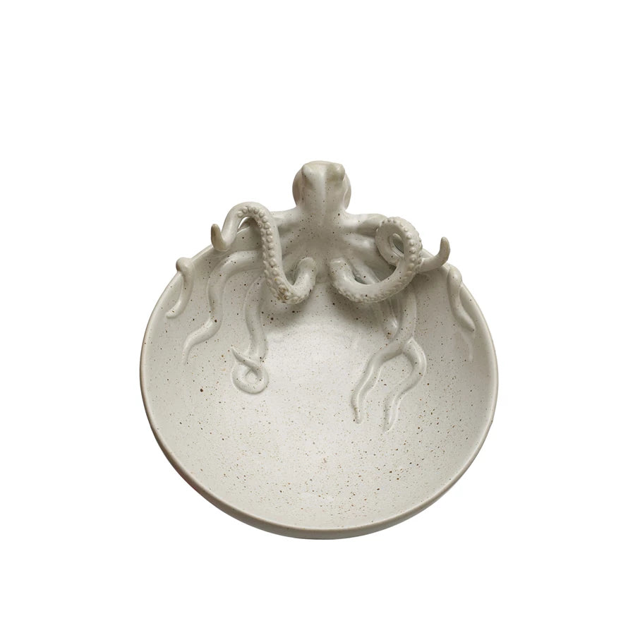 White Speckled Stoneware Octopus Bowl