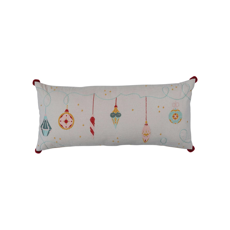Embroidered Ornament Lumbar Pillow