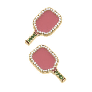 Pink Pickleball Paddle Stud Earrings