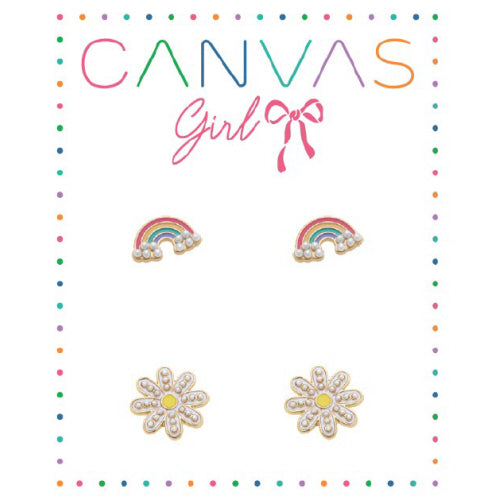 Rainbow & Daisy Stud Earrings