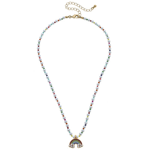 Pearl Beaded Rainbow Necklace
