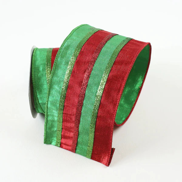 Red & Green Striped Ribbon