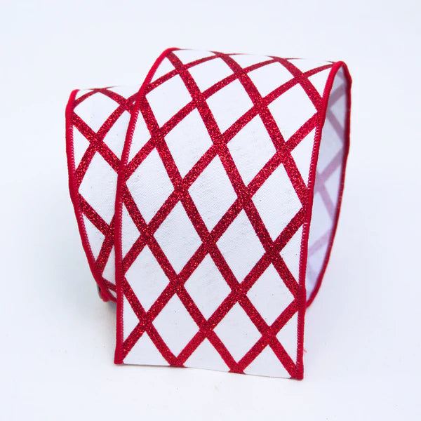 Glitter Lattice Ribbon, Red 4