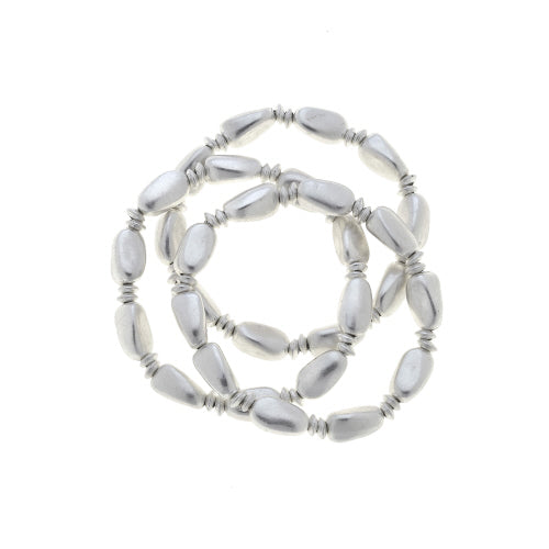 Silver Oval Bead Bracelet Set
