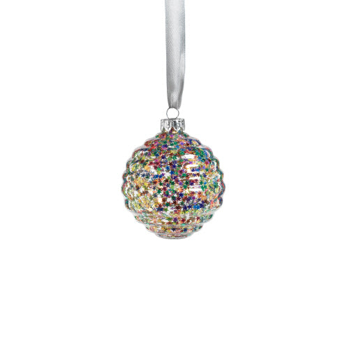Small Colorful Star Glitter Glass Ornament