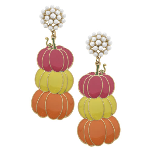 Stacked Pumpkins Pearl Cluster Earrings