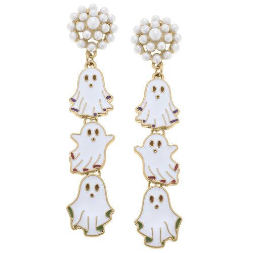 Triple Ghost Pearl Cluster Earrings