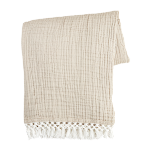 Taupe Macrame Muslin Throw