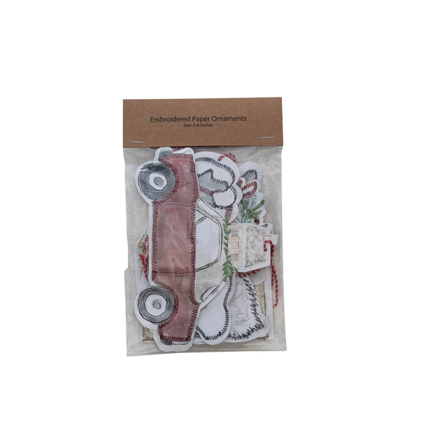 Embroidered Paper Ornament
