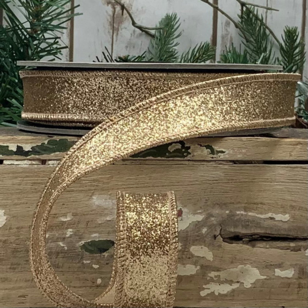 Light Gold Glitter Metallic Ribbon