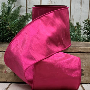 Faux Metallic Dupion Hot Pink