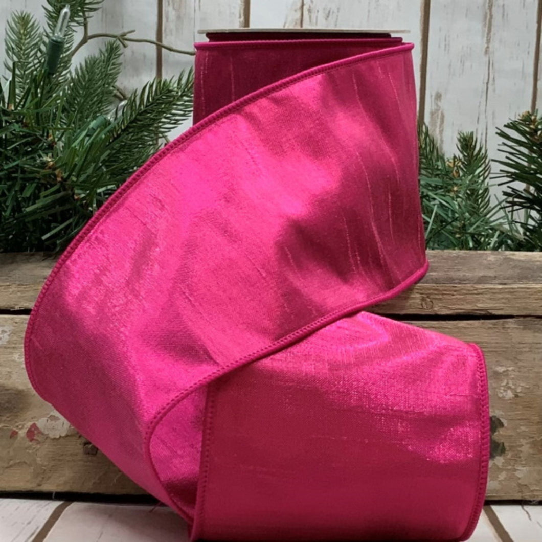 Faux Metallic Dupion Hot Pink