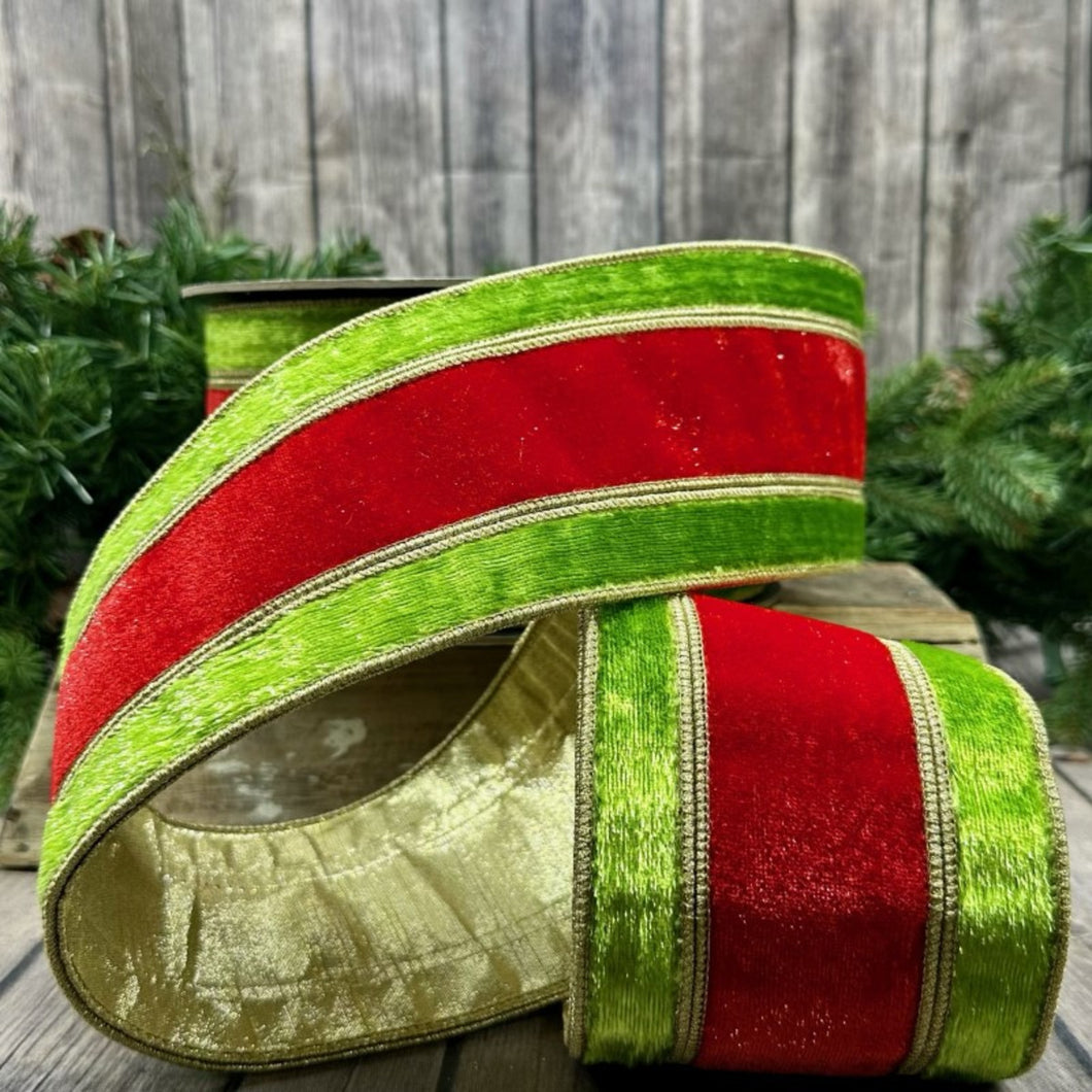 Velvet Red & Lime Green Ribbon