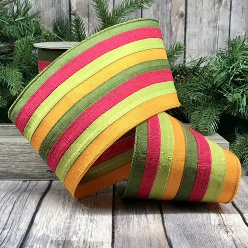 Dupion Stripe Ribbon, Multi-Colored