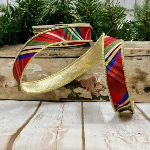 Nutcracker Plaid with Gold Back Ribbon