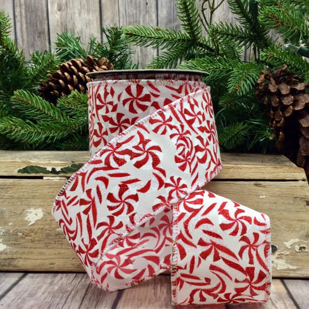 Glitter Peppermint Candy Ribbon