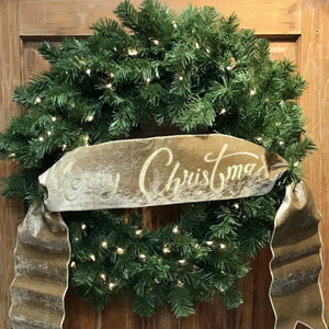 Gold Velvet Merry Christmas Wired Banner