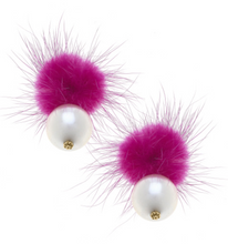 Load image into Gallery viewer, Aster Pom &amp; Pearl Earrings