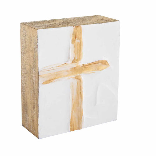 Gold Cross Block Art