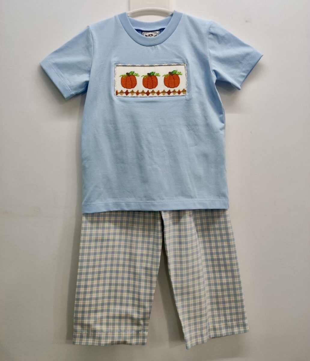 Pumpkin Smocked Boy's Pant Set