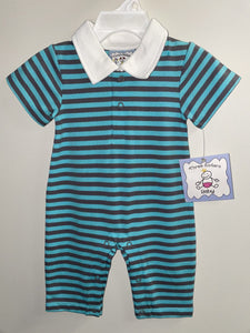 Aqua Striped Finley Romper