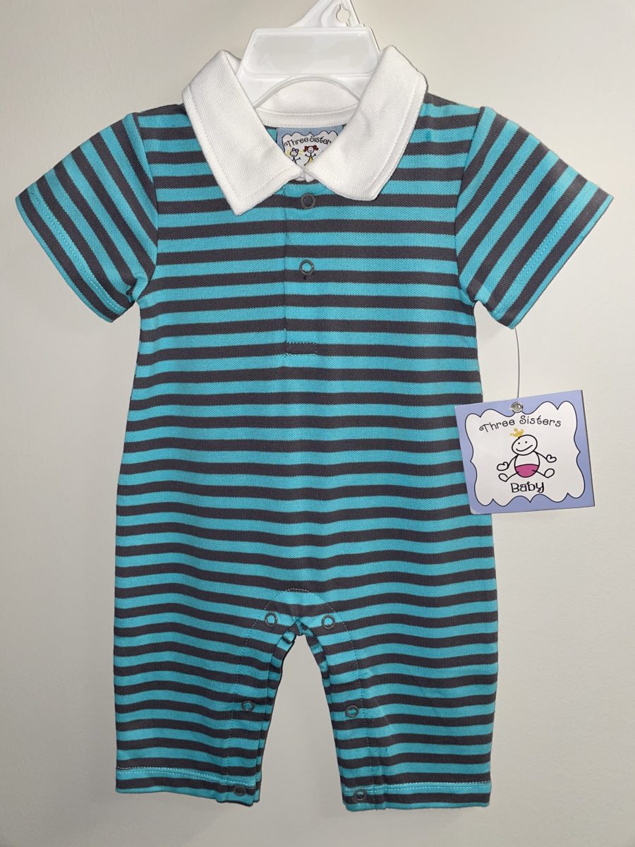 Aqua Striped Finley Romper