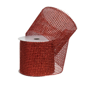 1 Roll 10 yd 4" Sparkle Net Ribbon Red