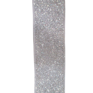 1 Roll 10 yd Glitter White/Silver Ribbon