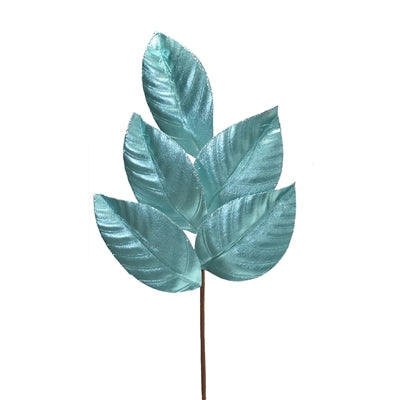 Metallic Magnolia Leaf Spray, Ice Blue