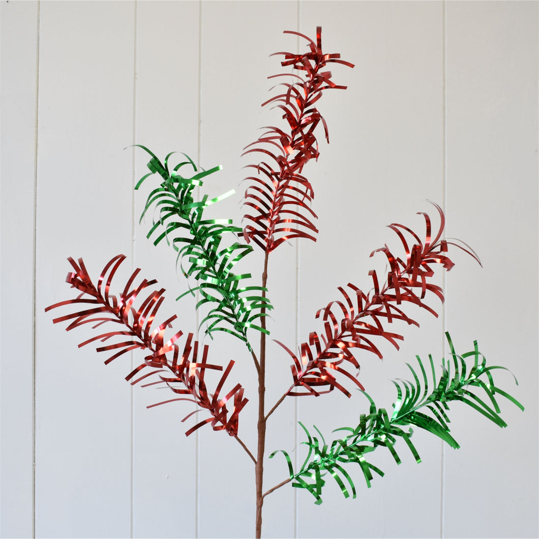 Red & Green Tinsel Spray