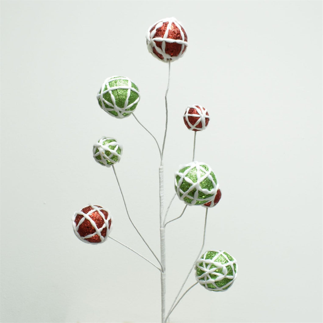 Red & Green Wrapped Ball Stem