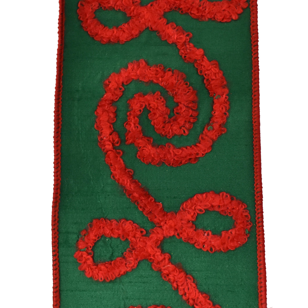 Ribbon with Red Embroidered Scroll, 4