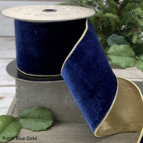 Lush Velvet with Gold Back Ribbon, Royal Blue