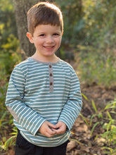 Load image into Gallery viewer, Teal Striped Mascot Henley