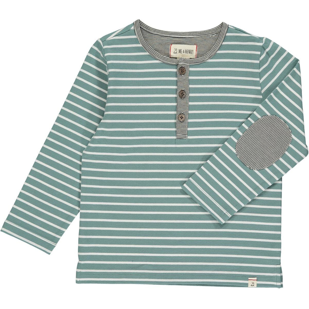 Teal Striped Mascot Henley