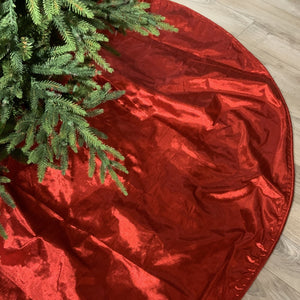 64" Faux Metallic Dupion Red Tree Skirt