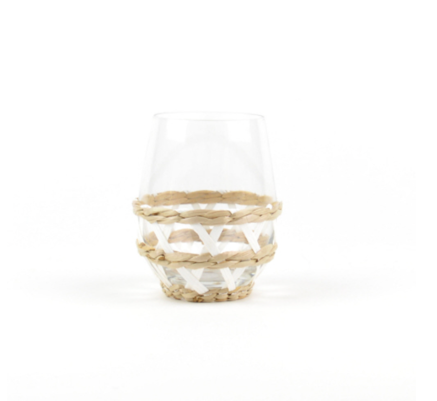 Natural Rattan Stemless Wineglass