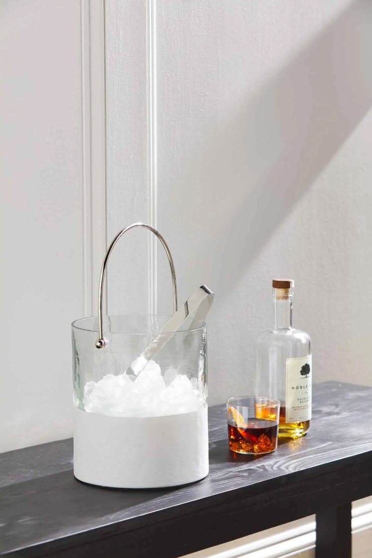 Load image into Gallery viewer, Glass & White Ice Bucket Set